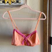 Free People NWOT  bralette XL Orange And Pink Lace