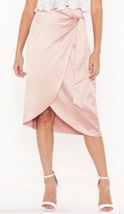 Give it Tie Satin Skirt Beige size 2 NWT