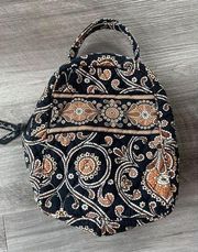 Vera Bradley Black Brown Floral Paisley Lunch Bag Zip Insulated