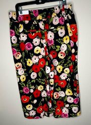 Lane Bryant Womens floral Poppy Wide Leg Floral Pull On Cropped Pants Size 14/16