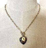 Simply Vera Wang black enamel gold tone heart pendant necklace