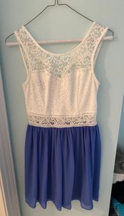 Lace Dress With Blue Skirt