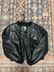 Faux Leather Bomber Jacket Cropped