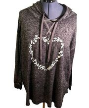 C&C California Hoodie Floral Heart Dark Gray White 2X