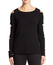 SKULL CASHMERE black pullover sweater cutout sleeve size Small