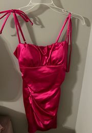 Hot Pink Satin Tight Dress