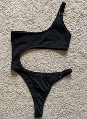 black ribbed one piece cut out bikini. Size XS