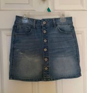 Button Front Jean Mini Skirt