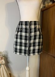 Black And White Plaid Mini Skirt