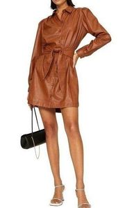 Peter Som Faux Leather Button Front Mini Dress