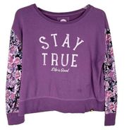 Life is Good Medium Top Long Sleeve Relaxed Stay True Graphic Tee Purple 1646