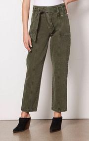 Anthropologie Hudson Utility Straight Ankle Jean with belt Rifle Green 26 NWT