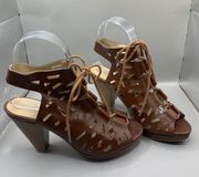 Cage Lace Wedge Heels Brown Sz 6