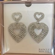 New in Gift Box Badgley Mischka Double Hearts elegant crystal earrings
