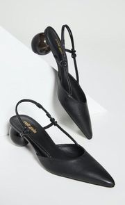 💕CULT GAIA💕 Aliza Slingback Ball Heel Leather Mule ~ Black 39.5 EU NWT