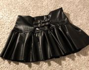 New without tag ASYOU PU buckle detail pleated skirt in black, US size 8
