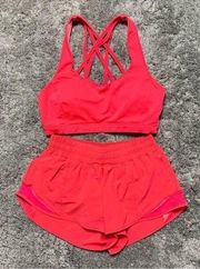 Lululemon Hotty Hot LR 2.5" Short & Free To Be Serene Bra Set *Razzle