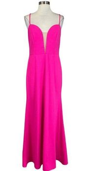 Women's Formal Dress by  Size 14 Pink Crepe Backless Long Evening Gown