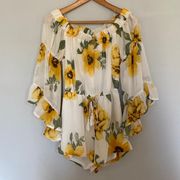 Hint of Blush Yellow Flower Romper Size Small