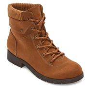 St. John's Bay Womens Boots Sz 6.5 Yumma Cognac Stacked Heel Lace Up Brown NEW