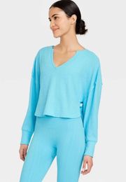 Joy Lab Teal Waffle Knit Long Sleeve