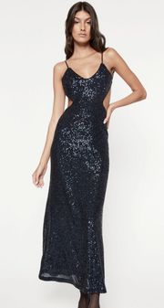 Knox Midi Sequin Dress In Navy Sequin