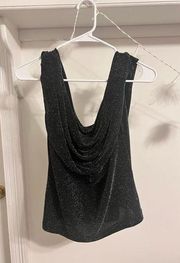 NWT Xscape Black Shimmery Cowl Neck Blouse