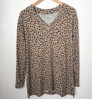 Croft & Barrow cozy cheetah mobwife oversized v-neck sweater M