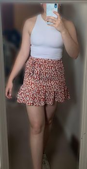 SheIn Red Floral Mini Skirt