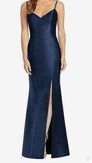 NWT  Midnight Navy Spaghetti Strap Mermaid Floor Length Dress 8