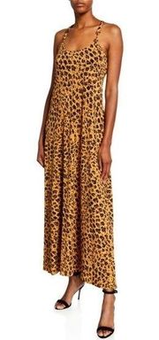 Donna Morgan Leopard Print Jersey Halter Maxi Dress size 10