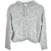 TopShop Heathered Gray Cropped Hooded Sweater 4-6 NWT