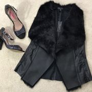 NWT Vegan Leather and Fur Vest