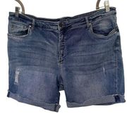 KUT From the KLOTH Boyfriend Cuffed Jeans womens Shorts Sz 24W Raw Hem Distress