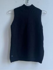 Lauren Ralph Lauren Sleeveless Mock Neck Turtleneck Top Sweater Thick Knit Black