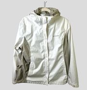 Columbia Jacket Large Windbreaker Rain Weather Gear Full Zip Gorpcore White Gray