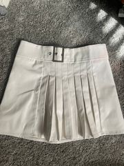 Cream Pleated Mini Skirt 