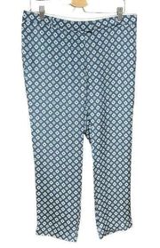 JOSEPH Ben Matt Silk Cravate Blue Diamond Print Silk Trouser Pants Size 42 US 10