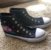 High Top Floral Stitched Shoes