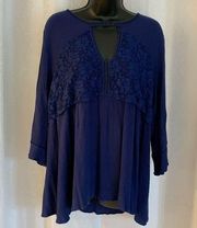 AMERICAN RAG Crinkle-Crepe Top Sz:2X