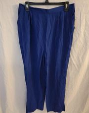 Vintage  Deep Blue Crepe Semi-Sheer Straight Women's Pants Size XL