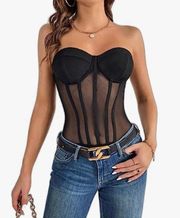 SheIn BAE Black Strapless Bodysuit