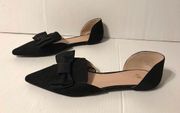 H & M black faux suede bow flats slip on women size 8