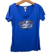 Ron Jon  Surf Shop Tampa FL Womens T Shirt SS Cobalt Blue Logo Spell Out Sz XL??