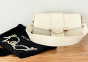 Strathberry Texture Calf Leather Crescent Shoulder Bag Cream Women's Gold Tone
