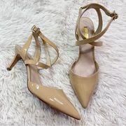 Cream Nude Patent Leather Pointed Toe Pump Heels 8M