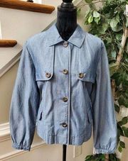 Charter Club Women's Blue Cotton Long Sleeve Buttons Front Casual Jacket Size XL