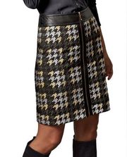 NWT J McLaughlin Women’s 6  Houndstooth Embroidery Skirt In Gold, Silver