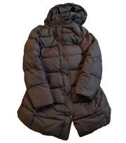 J. Crew Longline Puffer Coat Size Small Black Hooded Parka Down Jacket