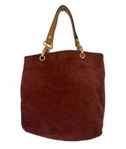 Jaclyn smith cowsuede leather small bag tee brown